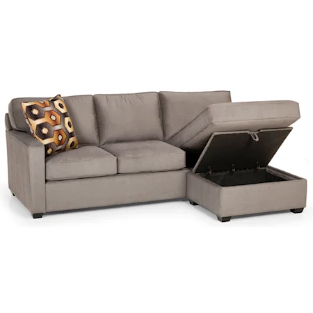 Casual Sofa Chaise Queen Basic Sleeper with Storage Ottoman